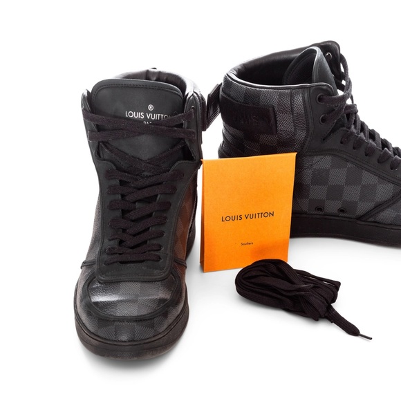 Louis Vuitton Rivoli Damier Graphite Black High-Top Sneakers Men's 9 - Picture 8 of 11